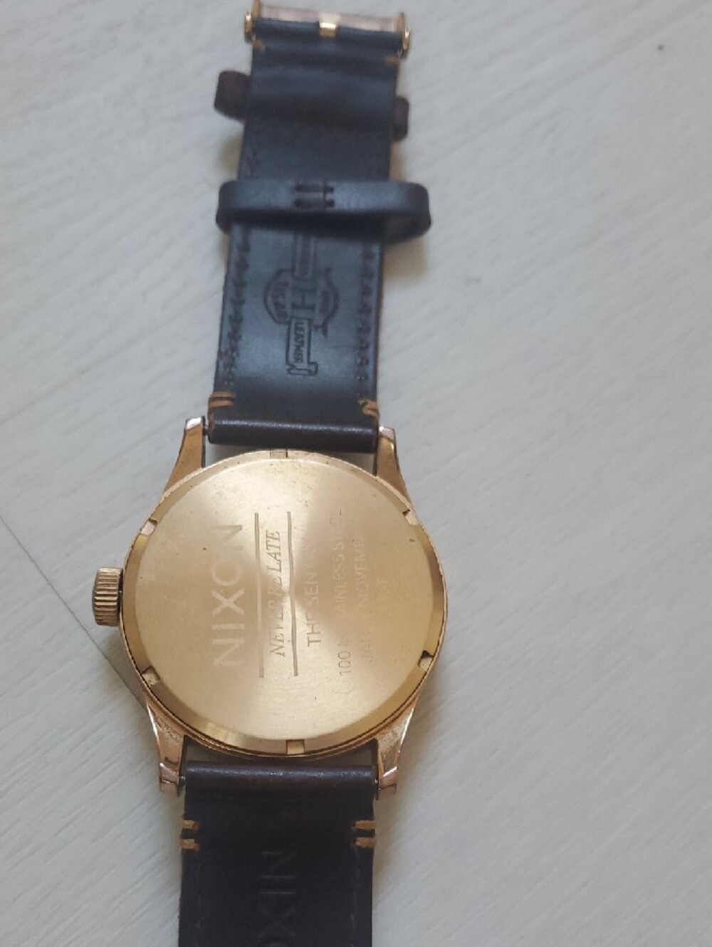 Nixon Rose Gold Case Gray Dial Brown Leather Strap Watch - Picture 8 of 8
